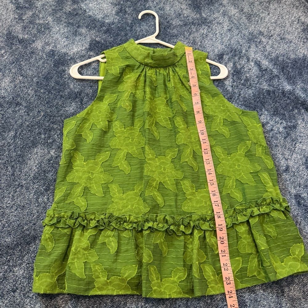 Anthropologie Maeve Women’s Green Floral Savannah Swing Blouse Tank Size 4 - Picture 8 of 16